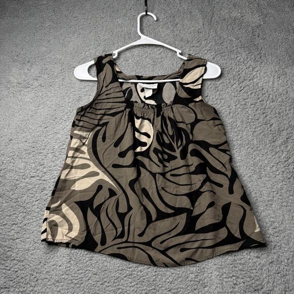 Leina'ala Tank Top Women's XS Gray and Black Hawaiian Floral Blouse - Picture 1 of 7